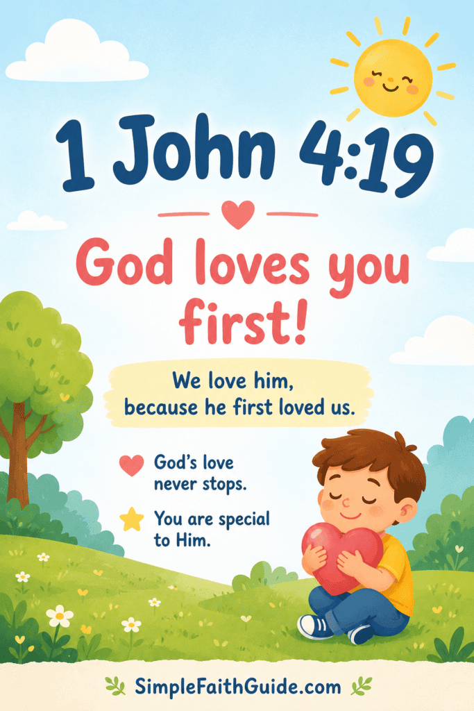 1 John 4:19 meaning for kids. Image for pinterest