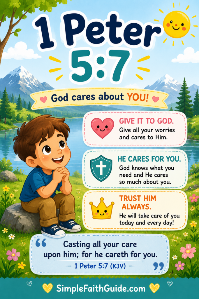 1 Peter 5:7 meaning for kids. Image for pinterest