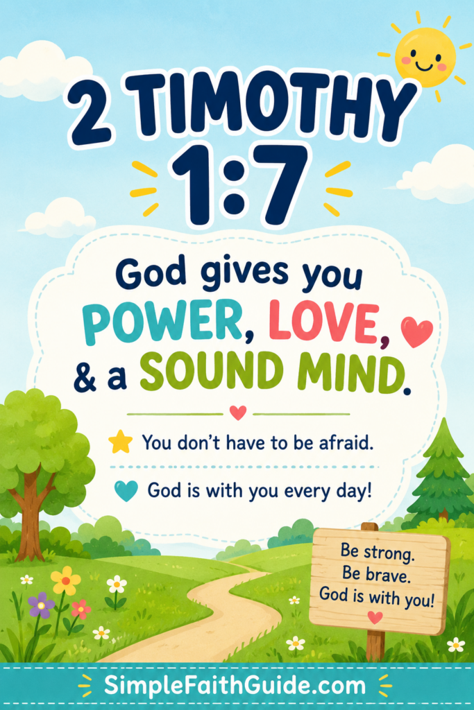 2 Timothy 1:7 meaning for Kids image for Pinterest.