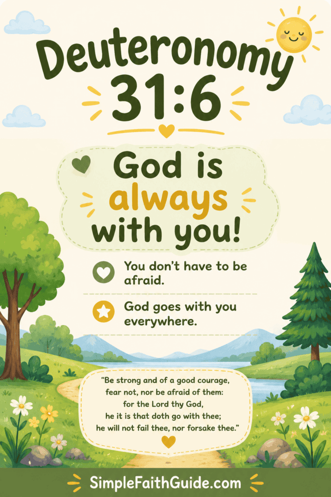 Deuteronomy 31:6 meaning for kids. Image for pinterest