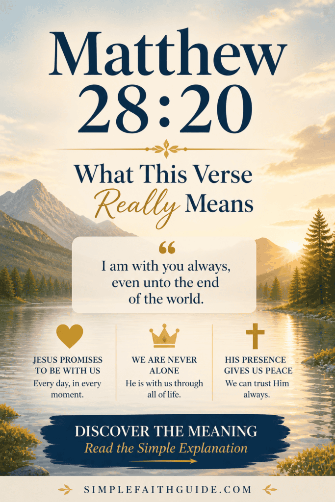 Matthew 28:20
meaning image for pinterest with Minimalist Christian image 