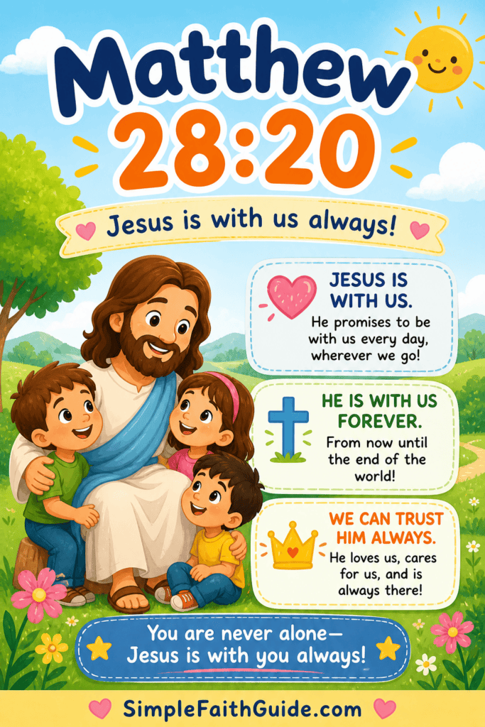 Matthew 28:20 meaning for kids. Image for pinterest