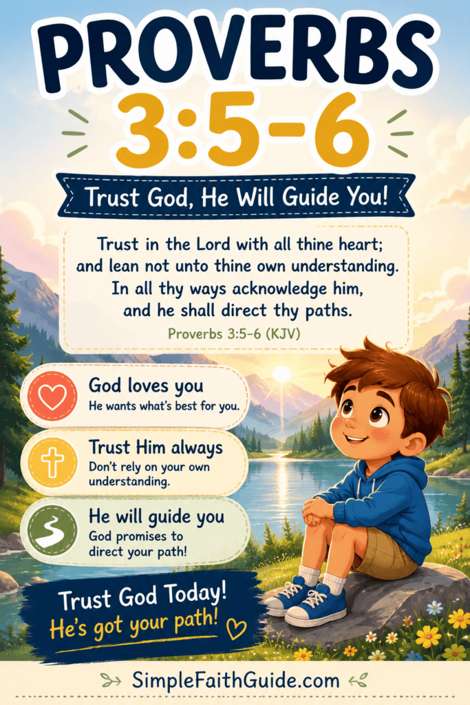 Proverbs 3:5-6 meaning for kids. Image for pinterest
