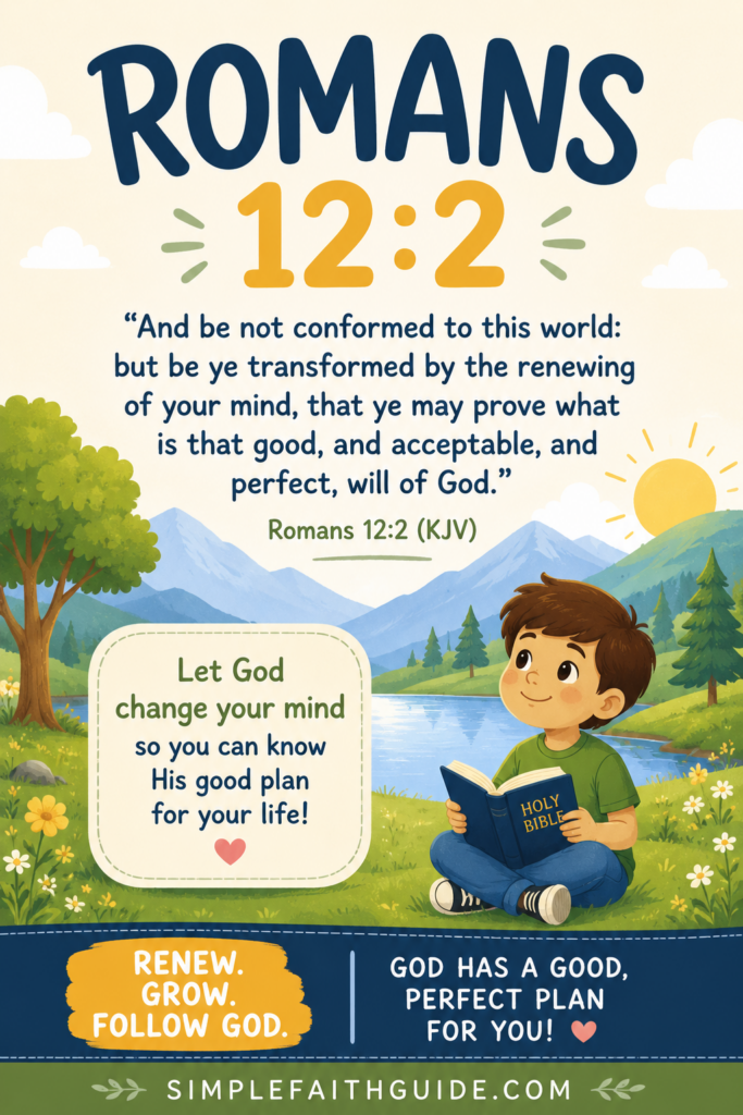 Romans 12:2 meaning for kids. image for Pinterest.