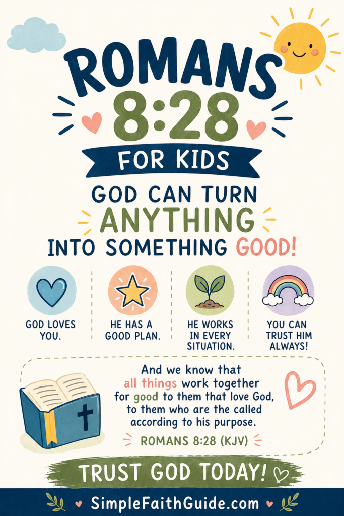 Romans 8:28 meaning for Kids image for Pinterest