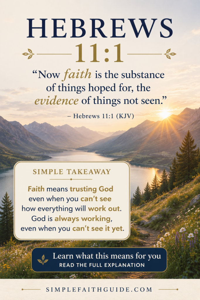Hebrews 11:1 meaning image for Pinterest
