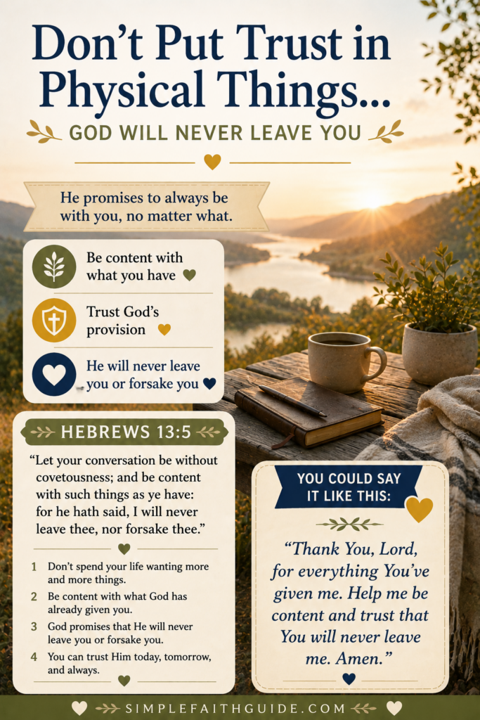 Hebrews 13:5 meaning image for Pinterest