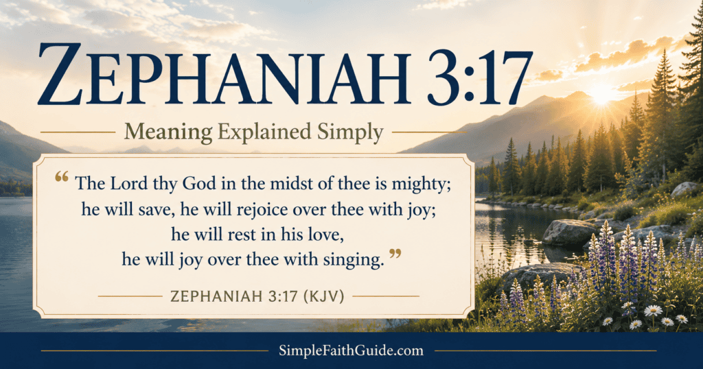 Zephaniah 3:17 meaning image for post image.